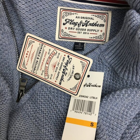 NEW Flag & Anthem Men's Blue 1/4 Zip Sweater Cotton size Small Read Desc. - Picture 4 of 10